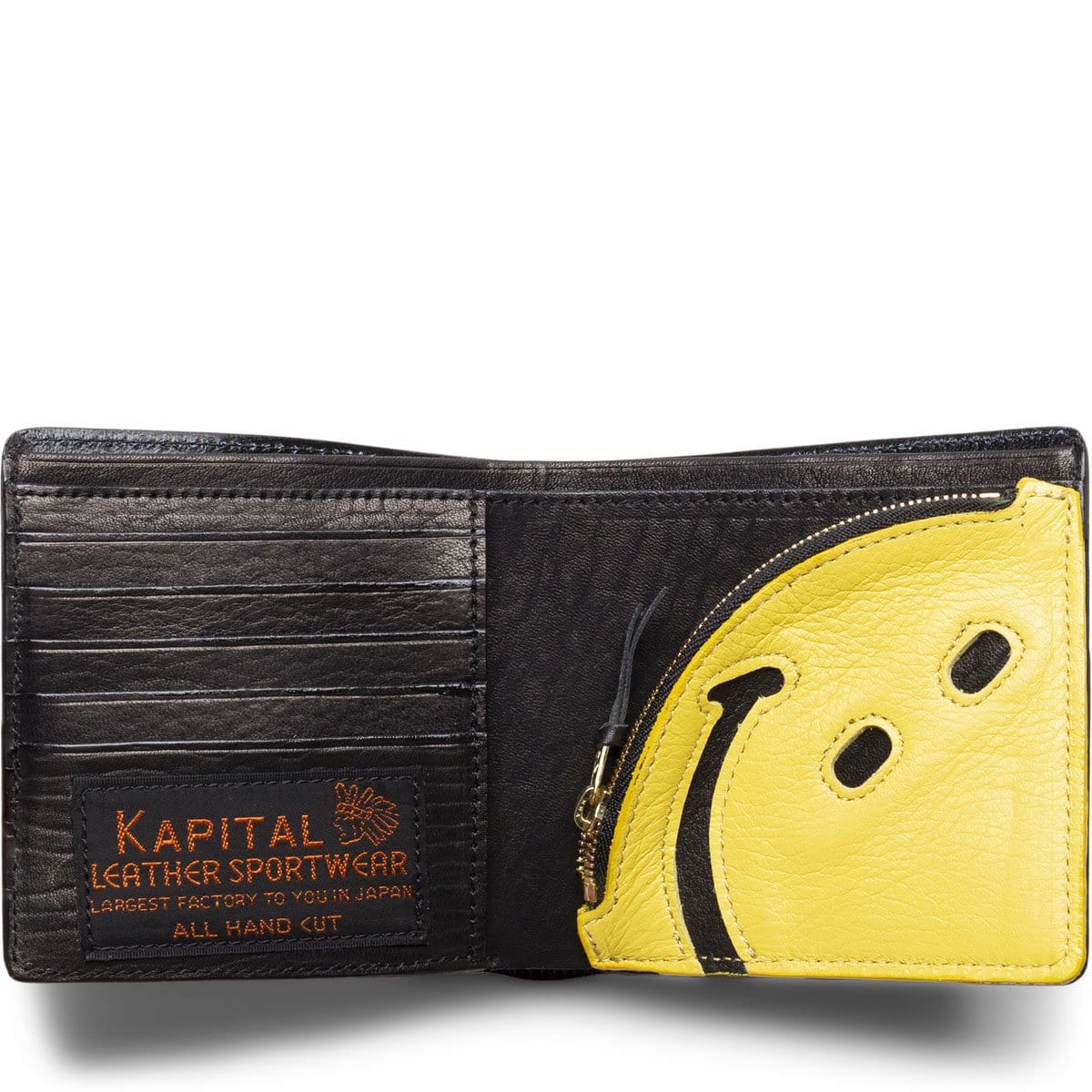 Kapital Wallets & Cases BLACK / O/S LEATHER RAIN SMILE WALLET