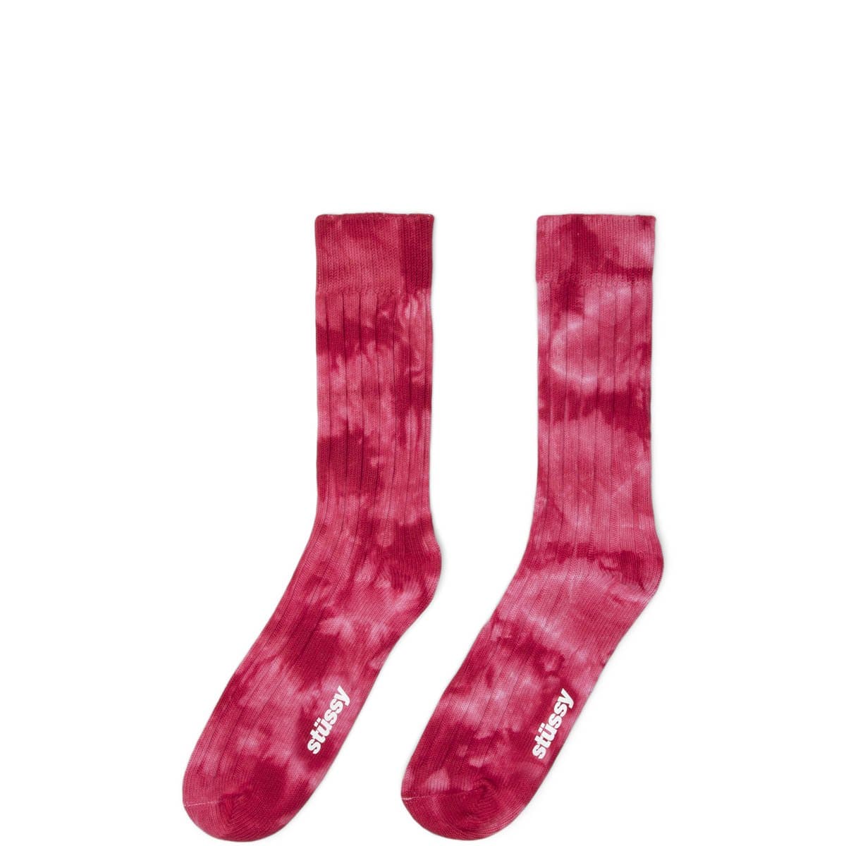 Stüssy Socks RED / OS DYED RIBBED CREW SOCKS