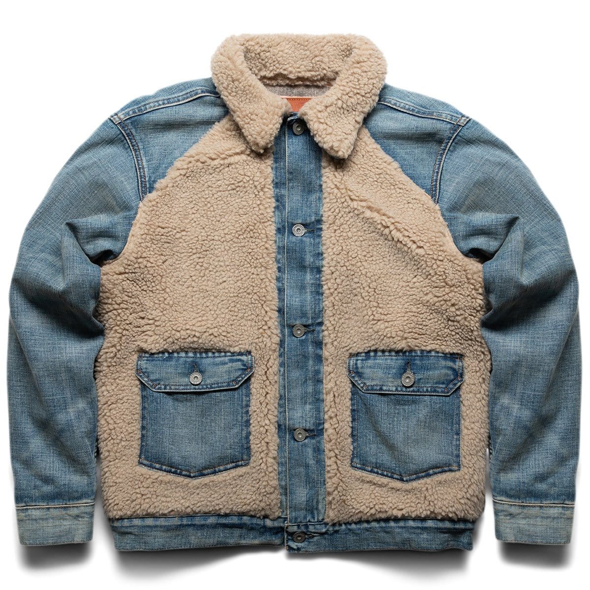 RRL Outerwear FLEECE-PANELED DENIM JACKET