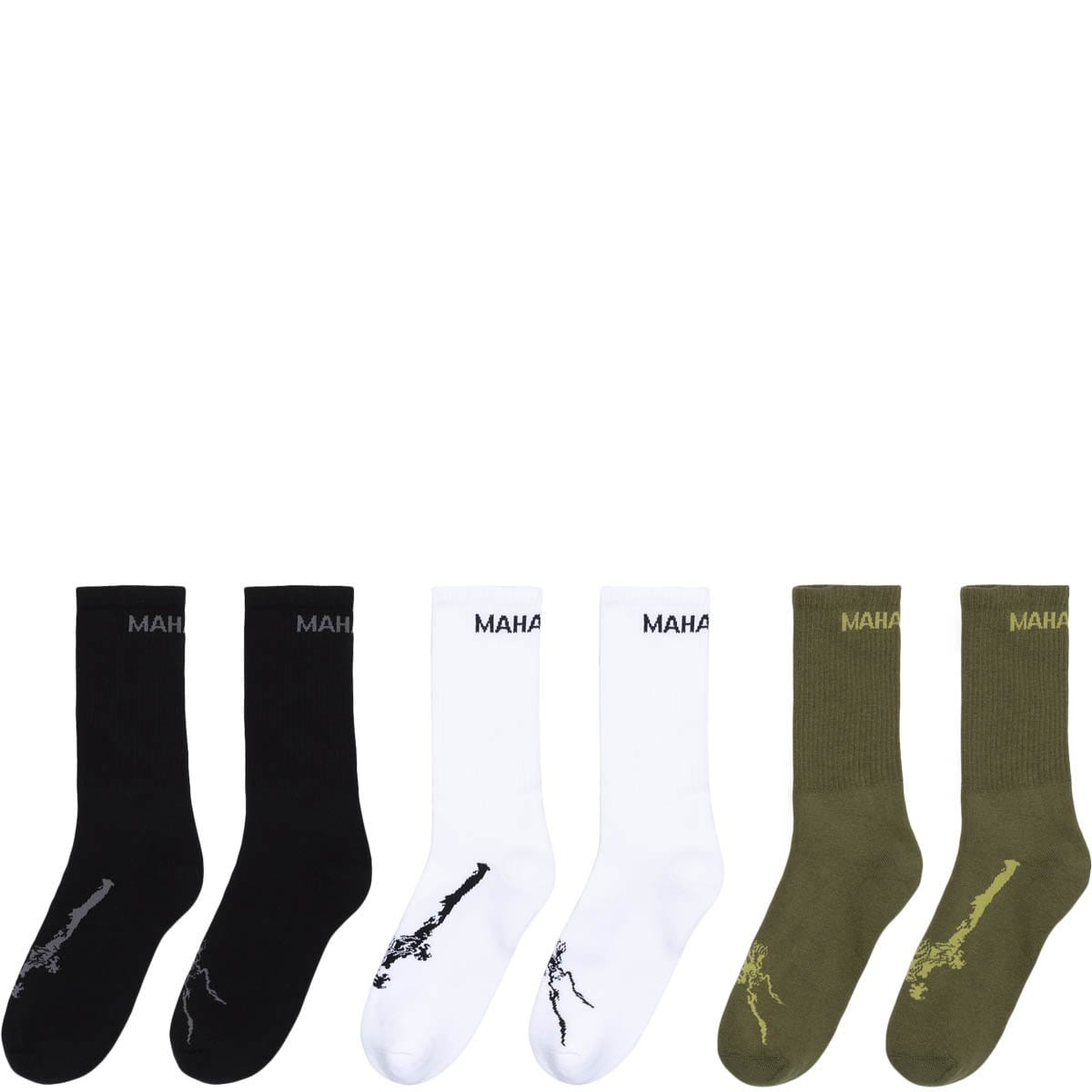 Maharishi Socks BLACK/OLIVE/WHITE / O/S MILTYPE SPORT SOCK 3 PACK