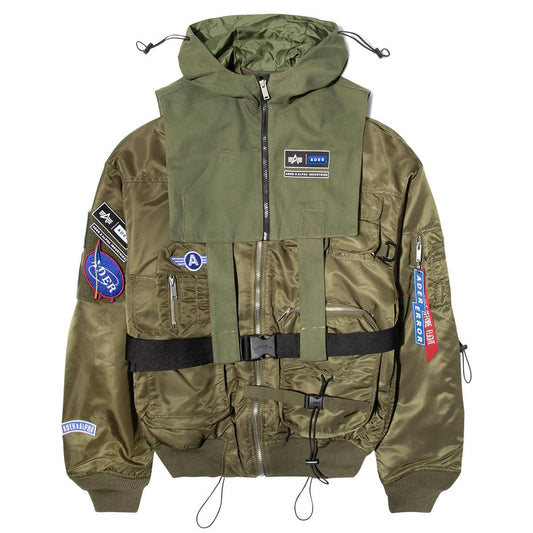 Ader Error Outerwear KHAKI / O/S PACKABLE MA-1 JACKET W/ HOOD