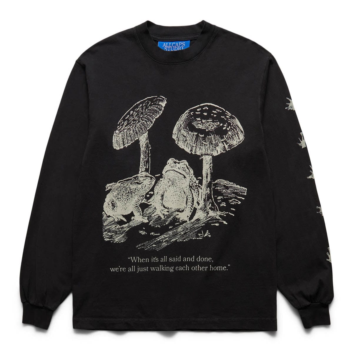 Men's Black Mushroom Printed Oversized Tshirt - Coastin Retro