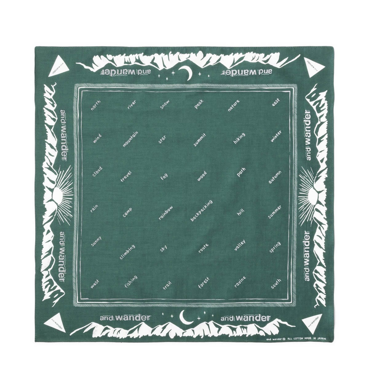 and wander Odds & Ends GREEN / O/S REFLECTIVE WORDS BANDANA