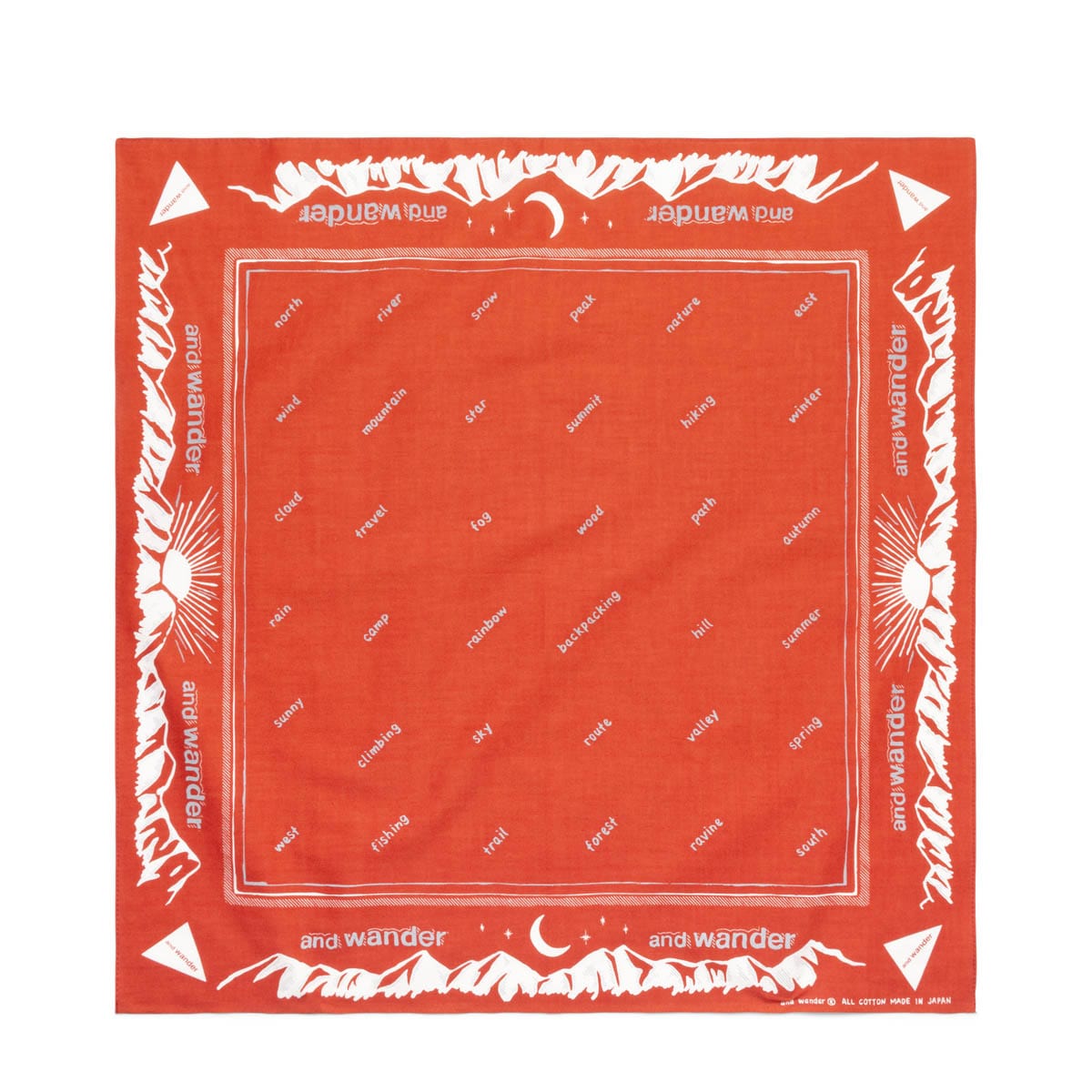 and wander Odds & Ends RED / O/S REFLECTIVE WORDS BANDANA