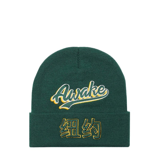 Awake NY Headwear GREEN / OS CHINATOWN SCRIPT BEANIE