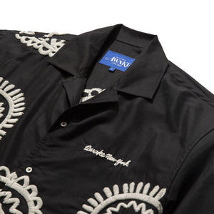 EMBROIDERED PAISLEY POPLIN SHIRT Black/Cream | Bodega