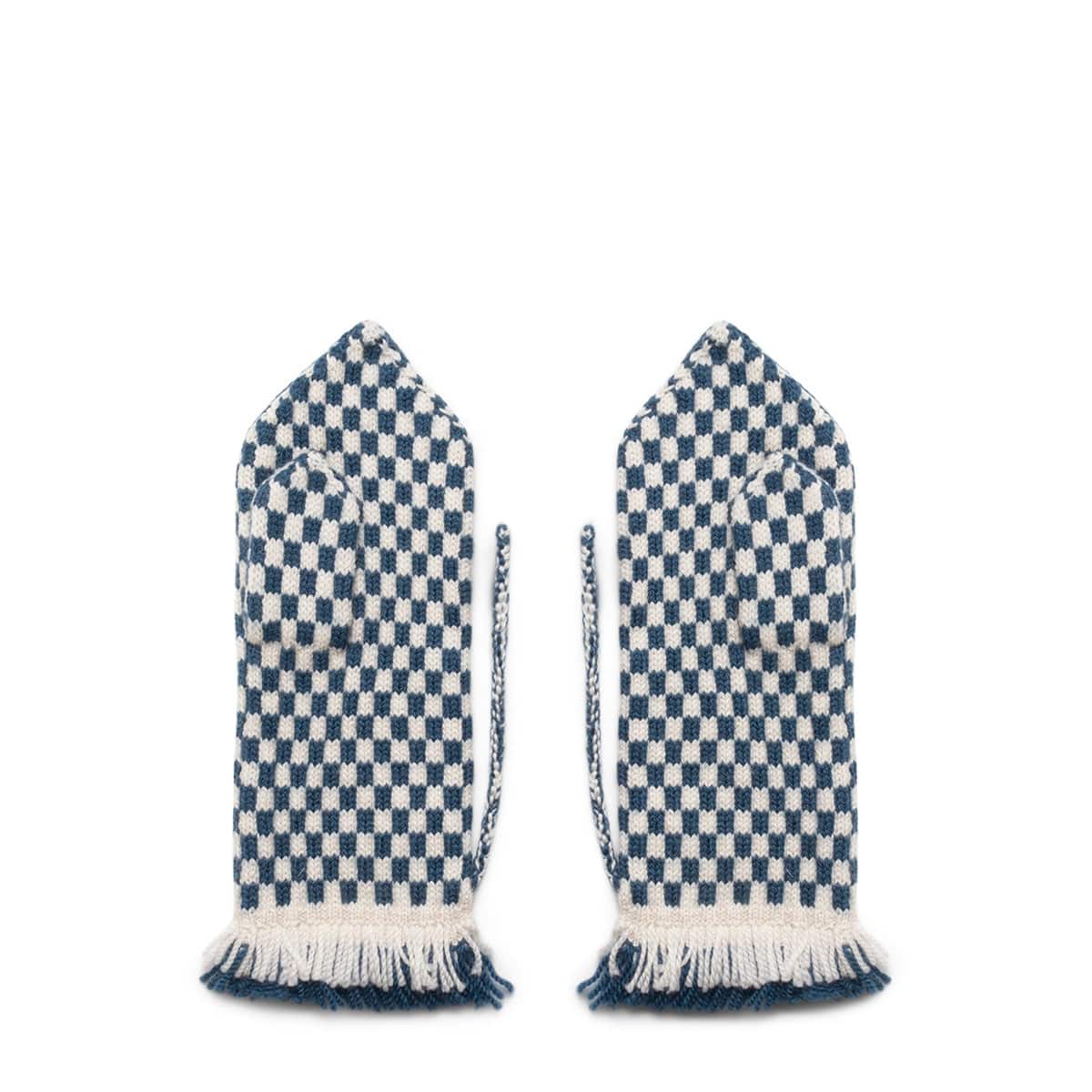 BODE Scarves & Gloves BLUE CREAM / O/S FRINGE CHECK MITTEN