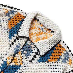 GLOUCESTER CROCHET OVERSHIRT BLUE/YELLOW | Bodega