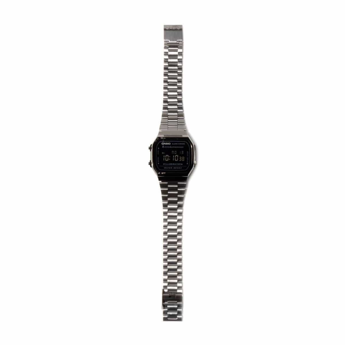 A168W-1, Vintage Silver and Black Metal Watch
