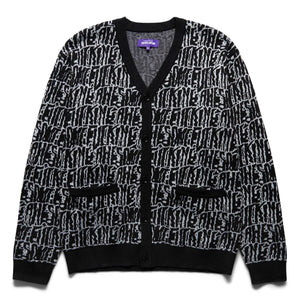 STRETCHED STAMP CARDIGAN BLACK/WHITE | Bodega