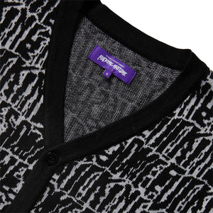 STRETCHED STAMP CARDIGAN BLACK/WHITE | Bodega