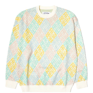 Fucking Awesome Monogram sweater, white / pink / blue / yellow