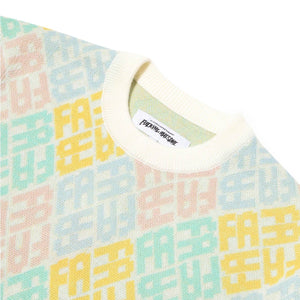 MONOGRAM SWEATER White/Pink/Blue/Yellow/Teal – Bodega