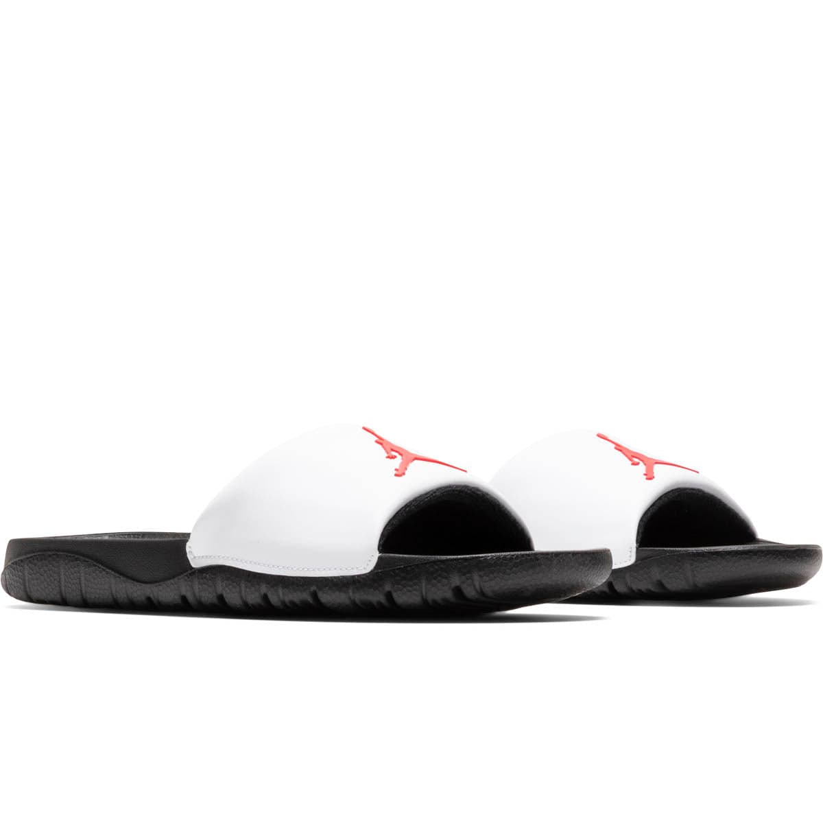 Jordan sandals on sale red and black