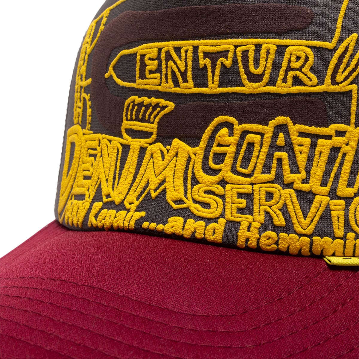 KAPITAL Headwear CHARCOAL/BURGUNDY / O/S CENTURY DENIM COATING SERVICE TRUCK CAP