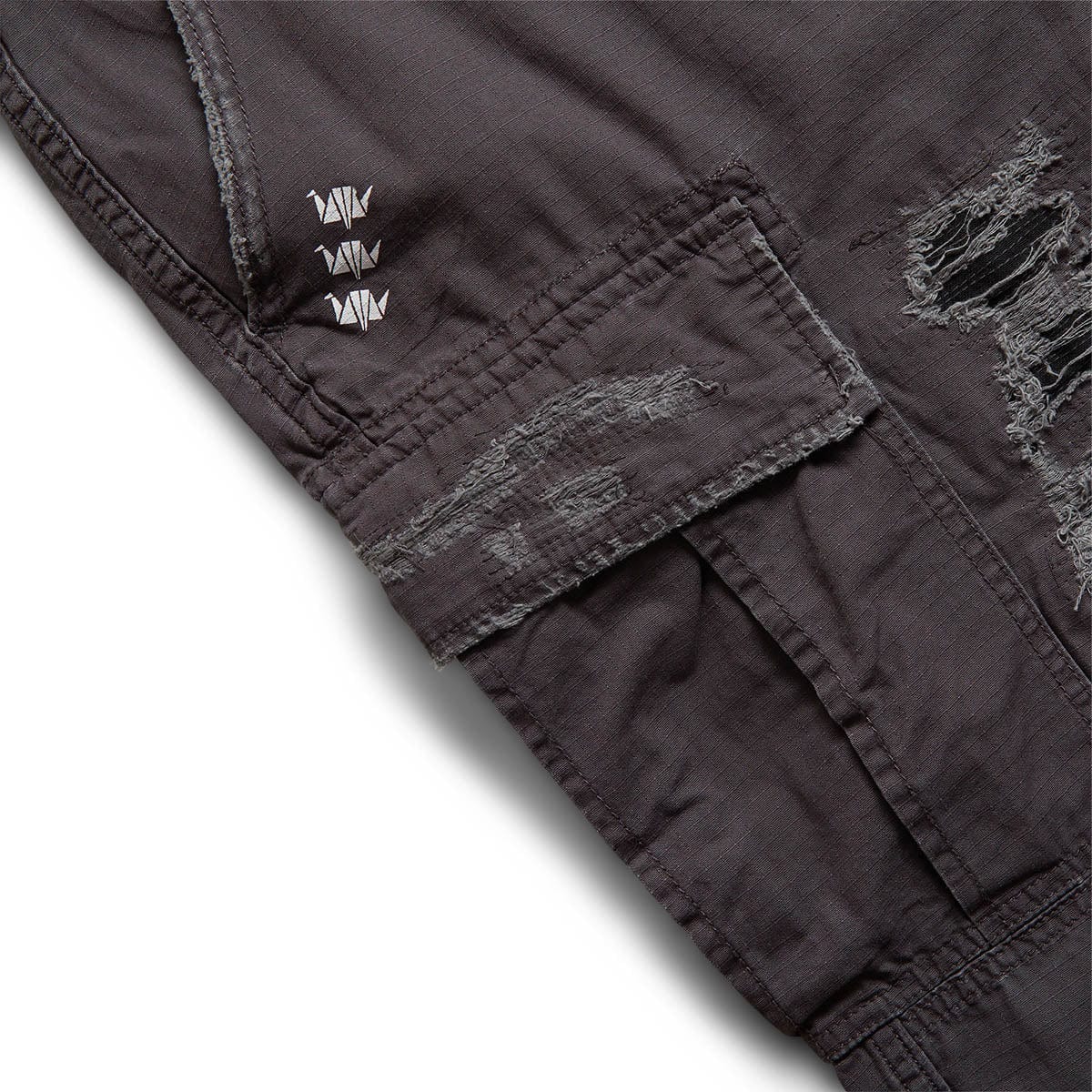 REPAIRED RIPSTOP PANTS Black | Bodega