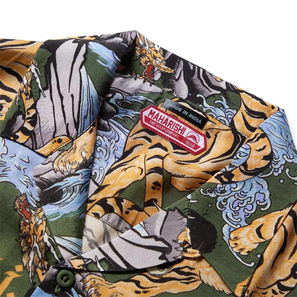 Silk Hawaiian Shirt With Water Tiger 