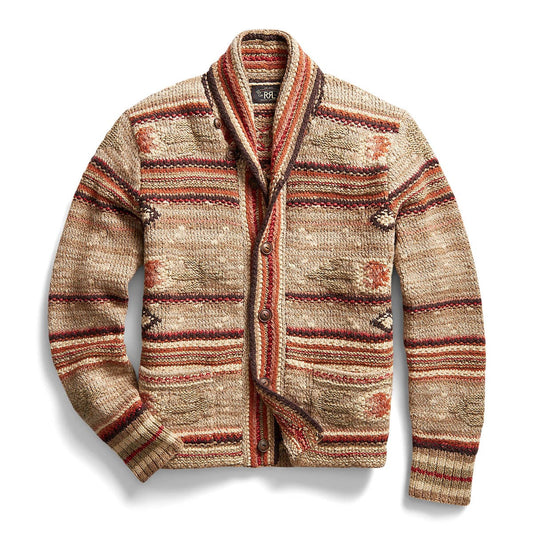 RRL Knitwear HAND-KNIT MIXED STICHES SHAWL CARDIGAN