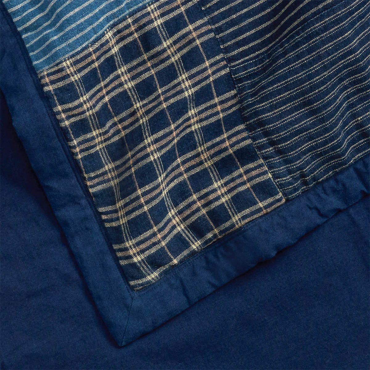 RRL Home INDIGO/CREAM / 84" X 72" PATCHWORK QUILT