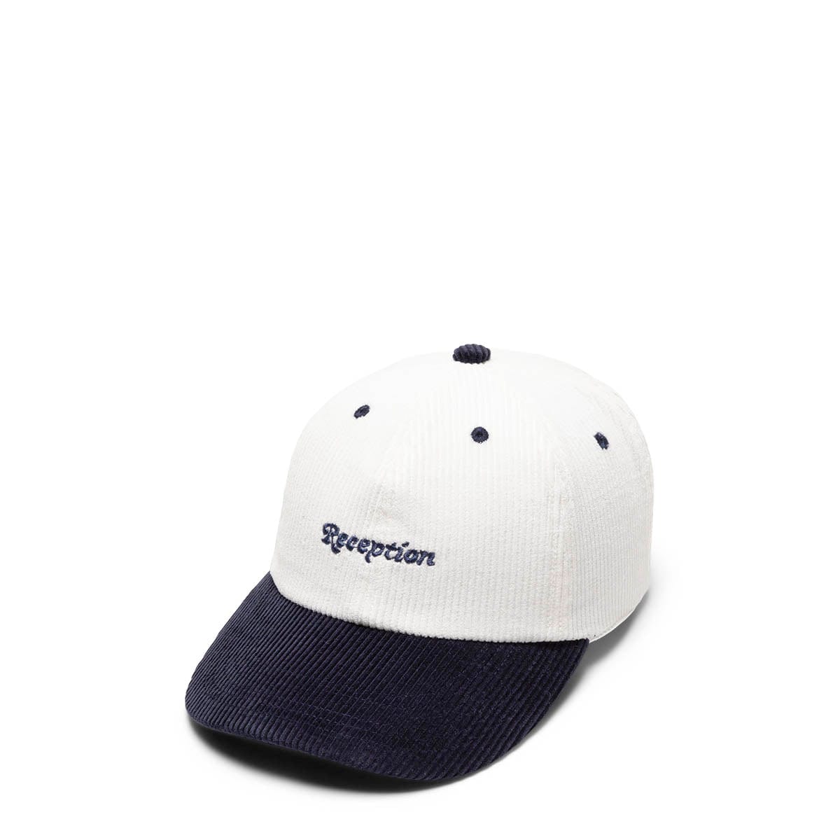 Reception Headwear WHITE/NAVY / O/S 6 PANEL CAP CORE COTTON CORDUROY