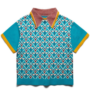 FLOWER KNIT H/S POLO Blue | Bodega