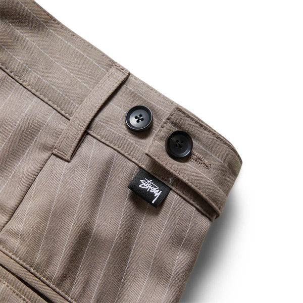 STRIPED VOLUME PLEATED TROUSER Light Brown | Bodega