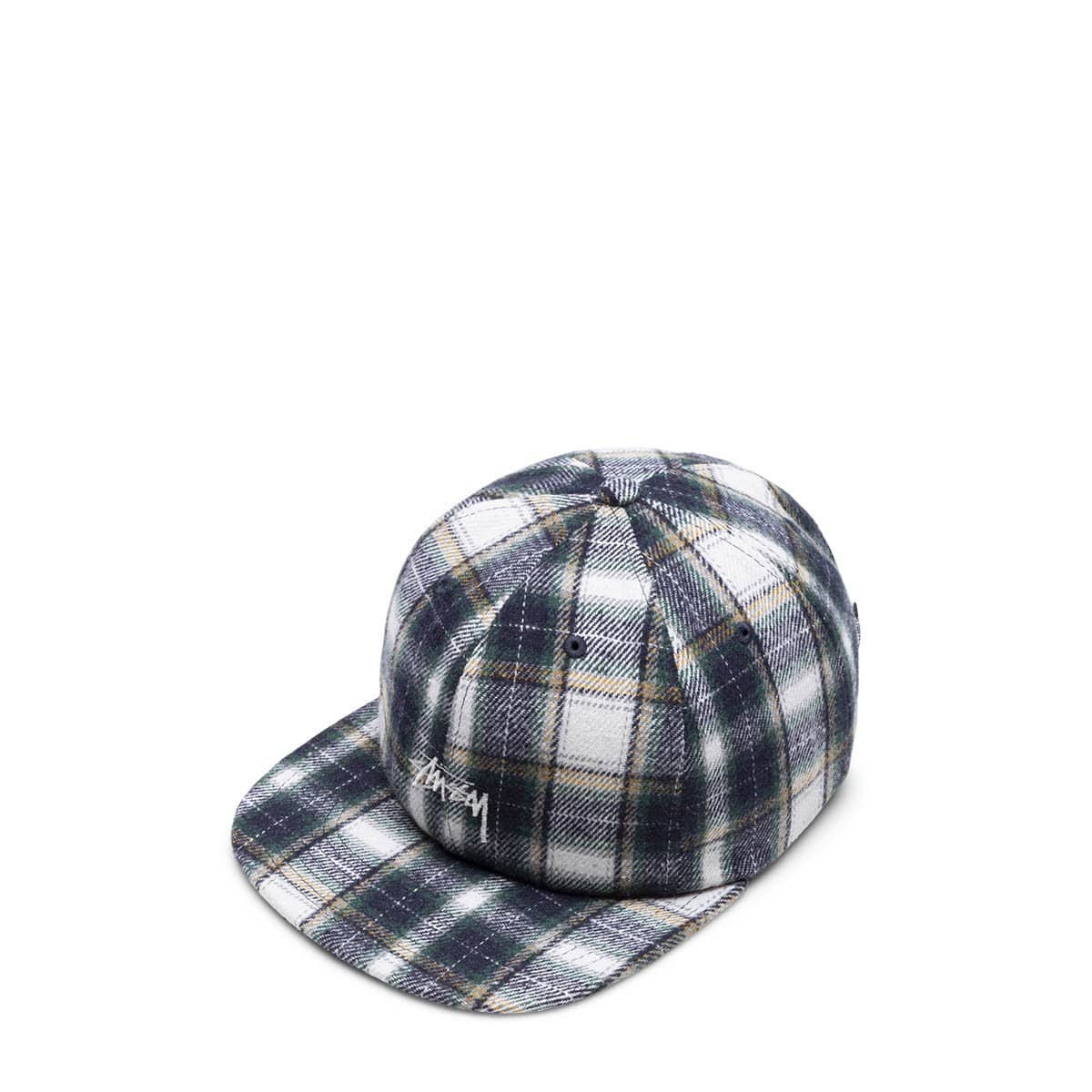 Stüssy Headwear GREEN / O/S FLANNEL PLAID STOCK STRAP BACK