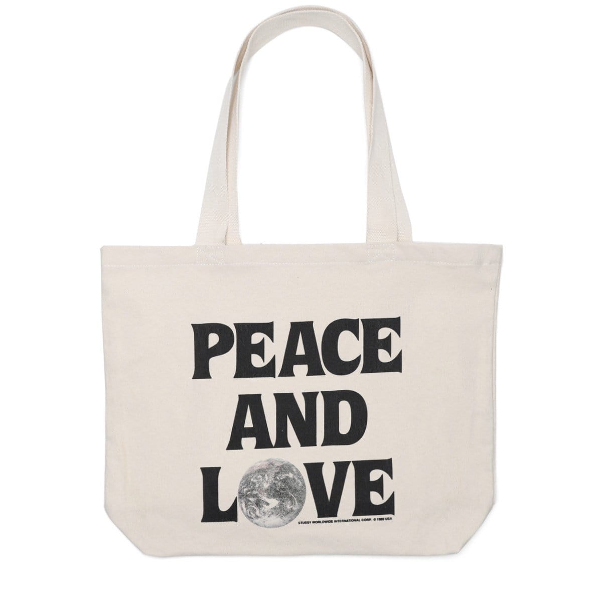 Stüssy Bags & Accessories NATURAL / O/S PEACE AND LOVE CANVAS TOTE BAG