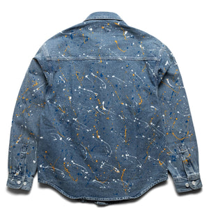 Constellation embroidered denim shirt in blue