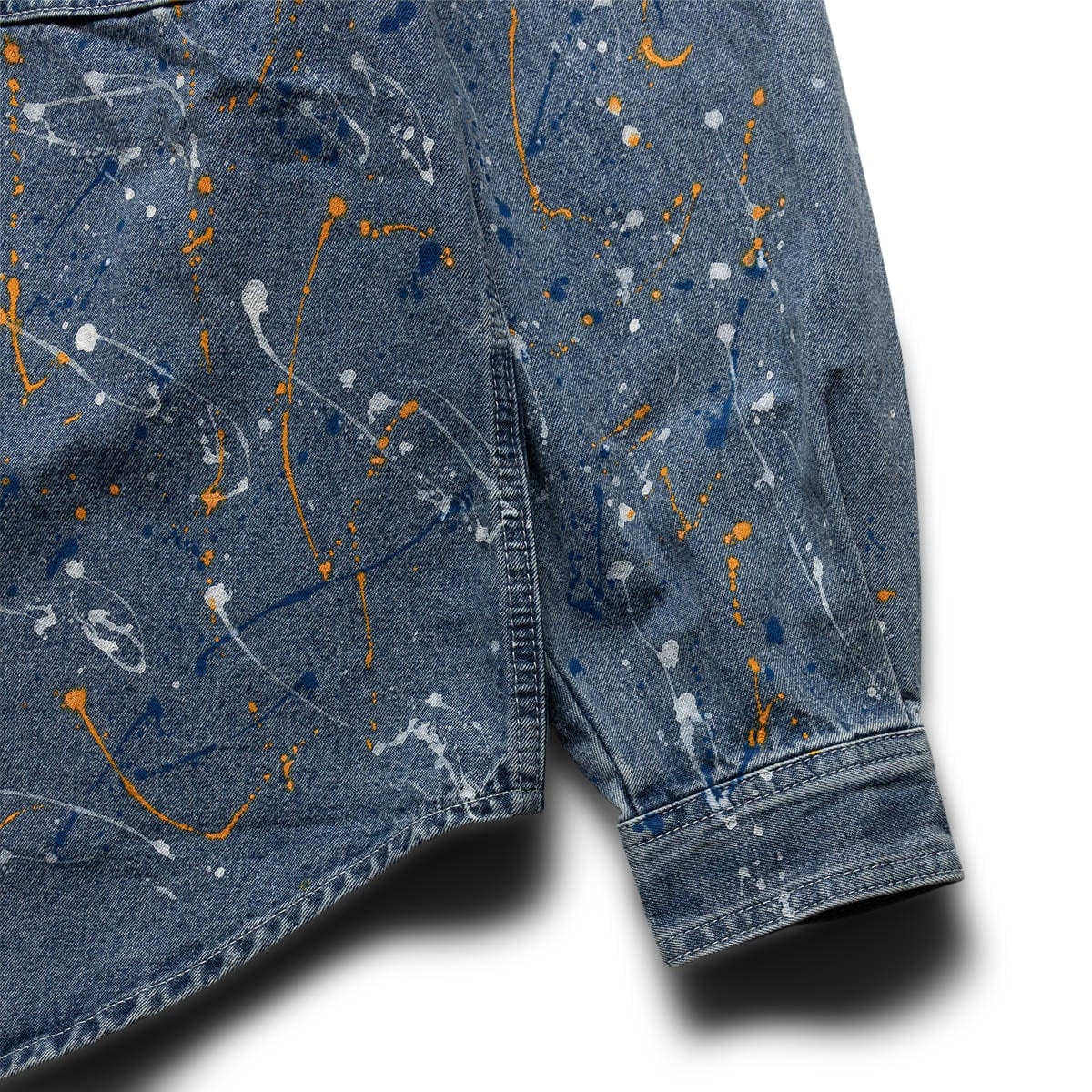 Constellation embroidered denim shirt in blue