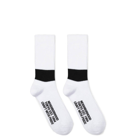 Neighborhood Socks WHITE / O/S RIB LINE / CA-SOCKS