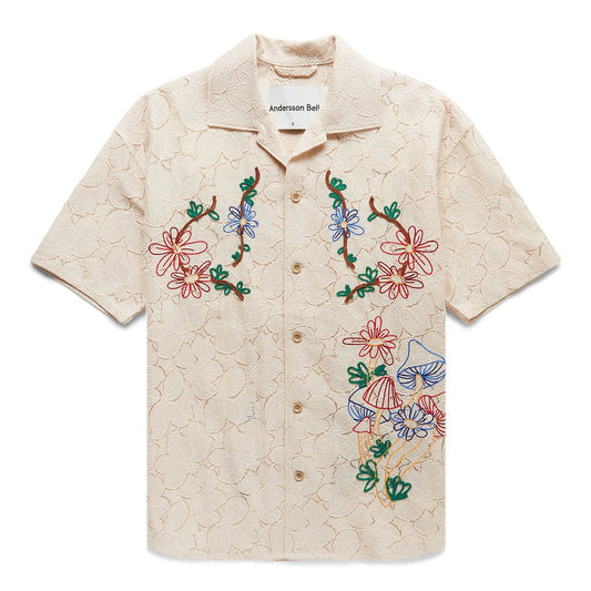 Andersson Bell Shirts FLOWER MUSHROOM EMBROIDERY OPEN COLLAR SHIRT