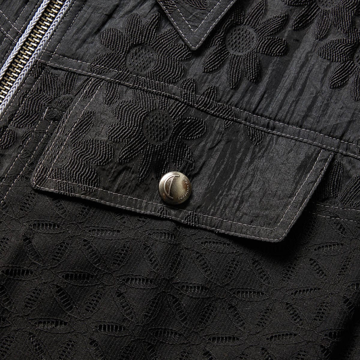 FLOWER SHEER ZIPUP JACKET BLACK Bodega