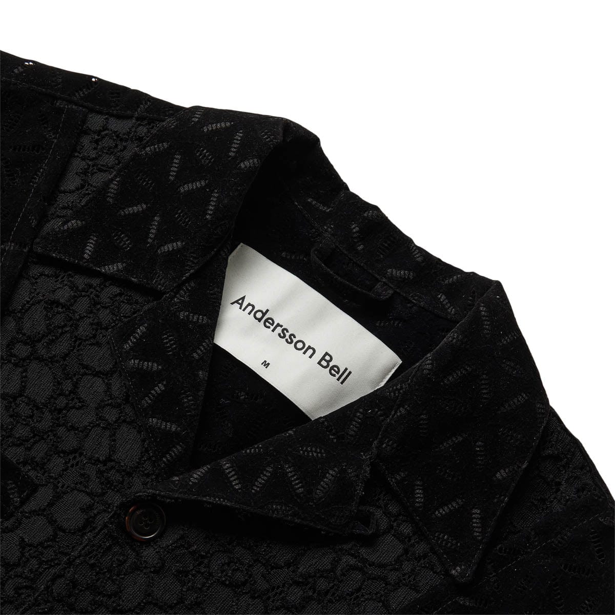 HALF SHEER FLOWER LACE SHIRT BLACK | Bodega