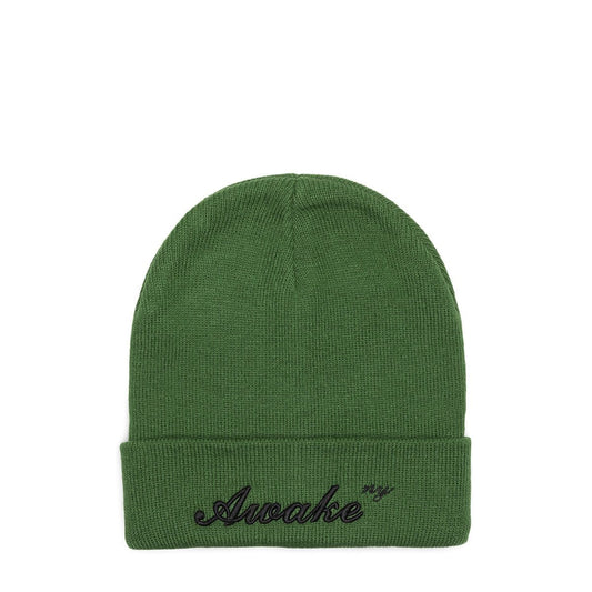 Awake NY Headwear DARK GREEN / O/S SCRIPT LOGO BEANIE