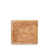Kapital Bags & Accessories BROWN / O/S HAND CARVED LEATHER WALLET (FLOWER & SEWING MACHINE)