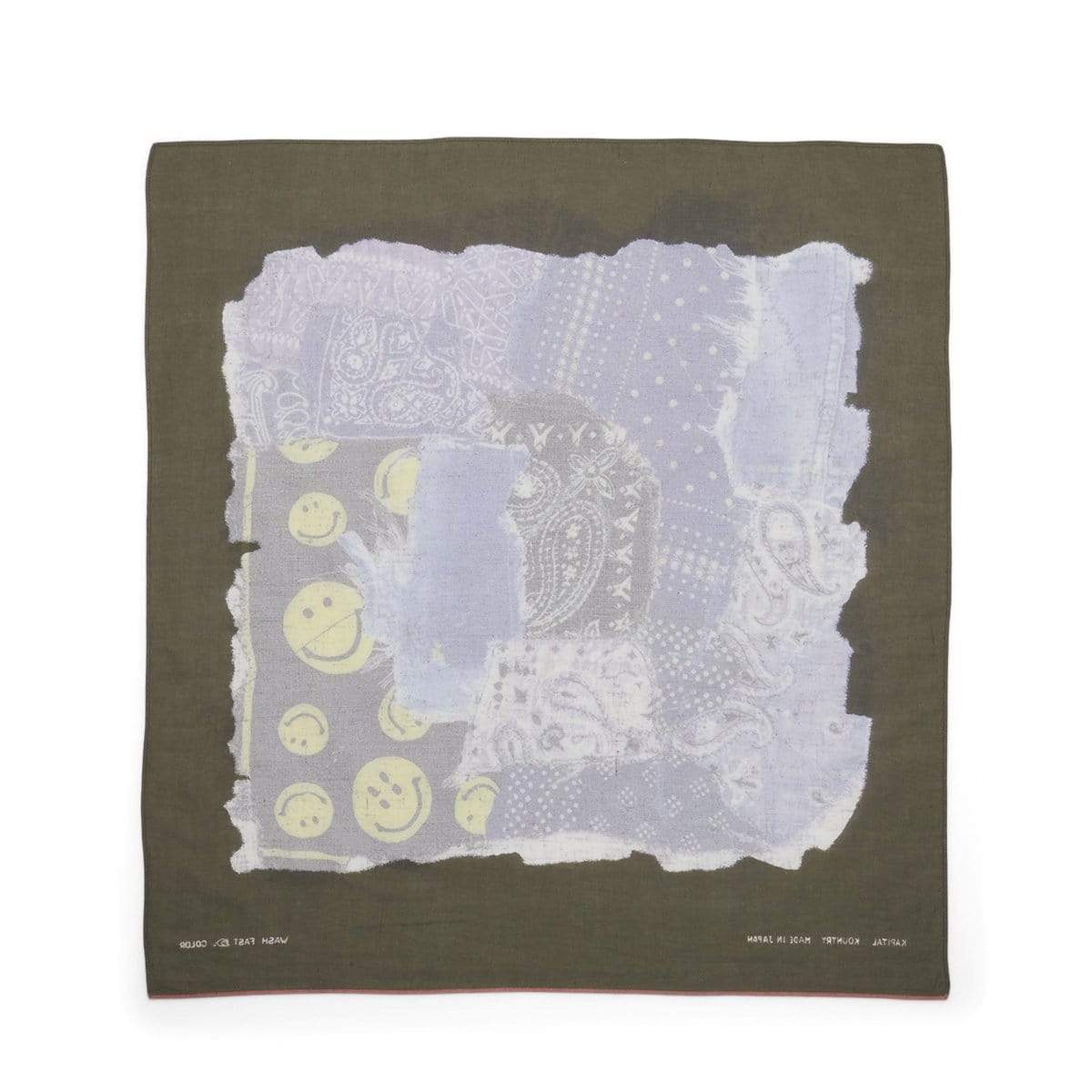 Kapital Scarves & Gloves KHAKI / O/S FASTCOLOR SELVEDGE BANDANA (SMILIE PATCHWORK)