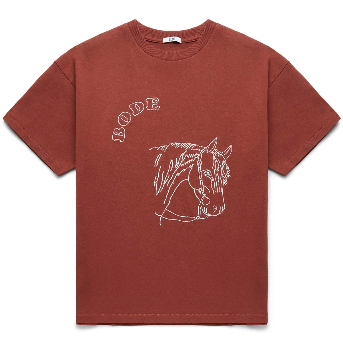 Erweitern Sie die Garderobe Ihrer dem T-Shirt mit Kleinen bezaubernden PONY Print einen - SHIRT - um Rooster GmarShops von T | EMBROIDERED BROWN