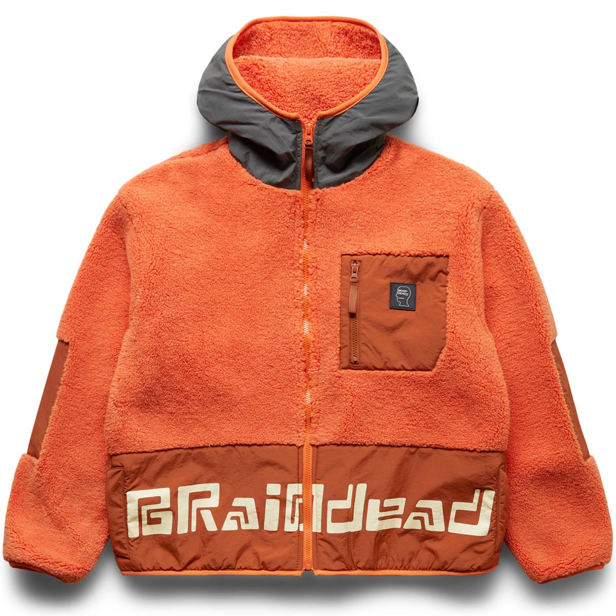 Brain Dead LEVELS SHERPA FULL ZIP JACKET ORANGE 