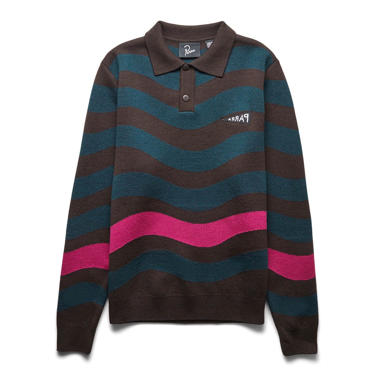 By Parra Shirts ONE WEIRD WAVE KNITTED POLO SHIRT