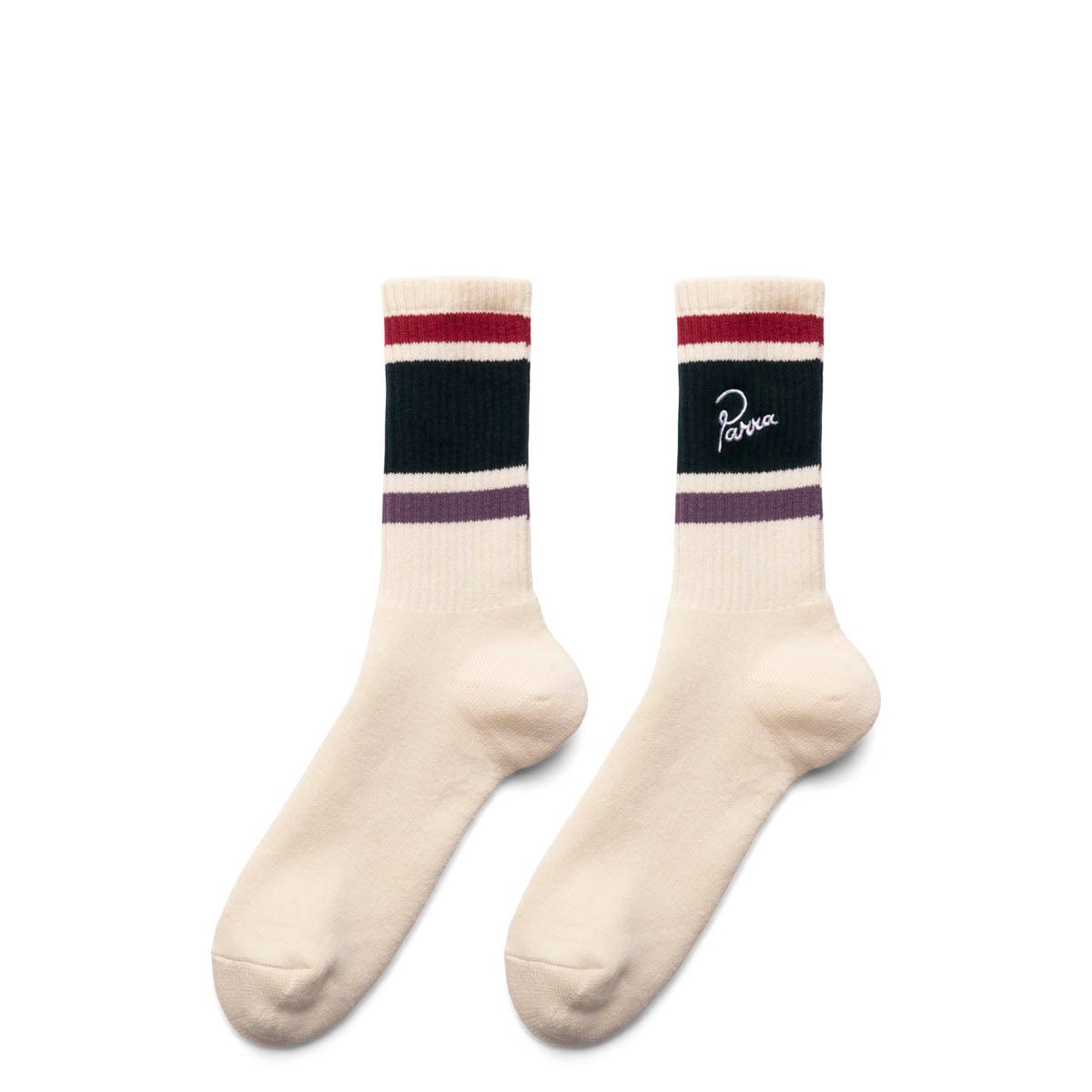 By Parra Socks OFF WHITE / O/S STRIPER LOGO CREW SOCKS