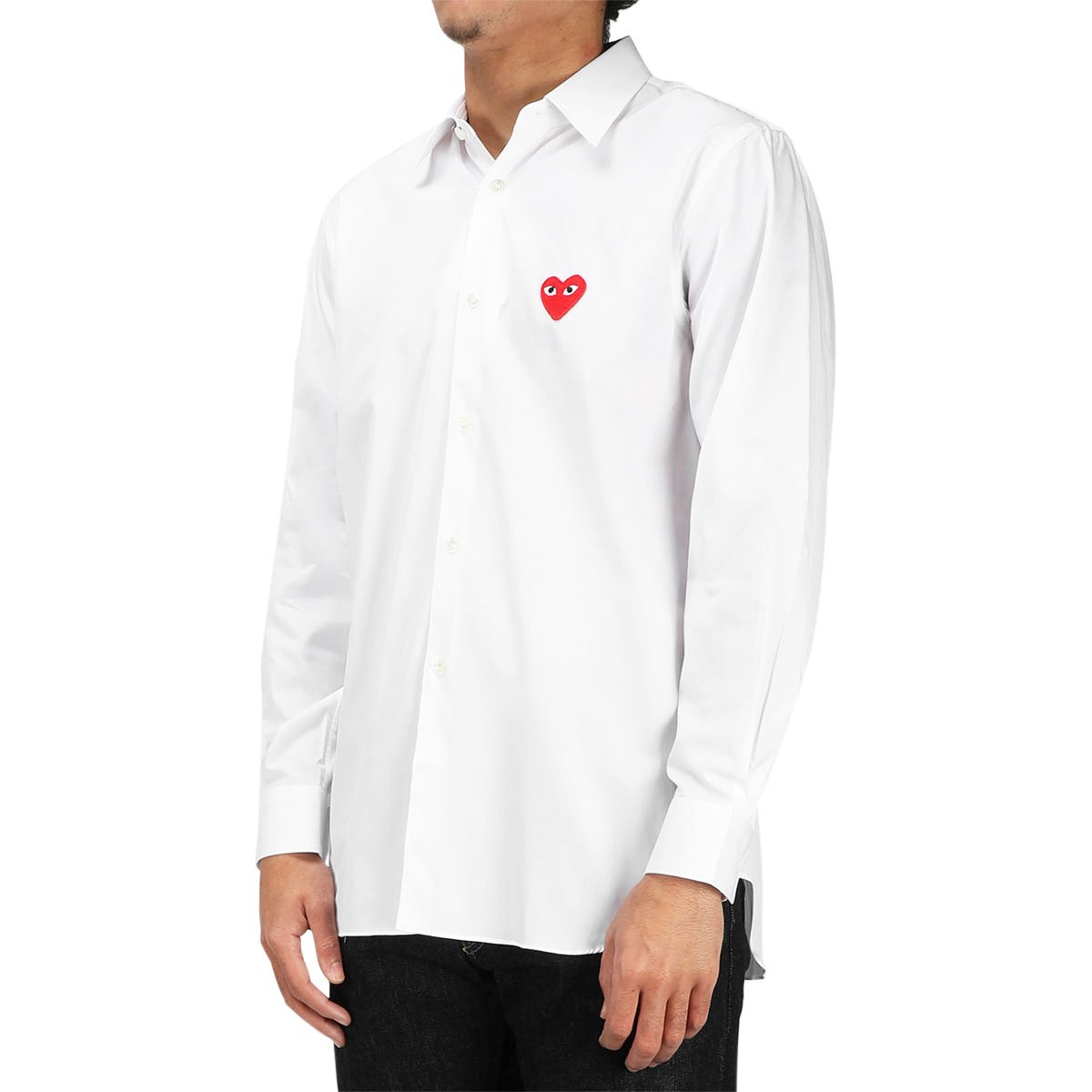 Comme des Garçons Play MENS SHIRT WOVEN - RED HEART WHITE