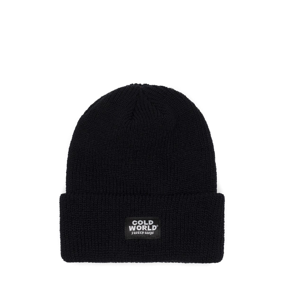 Cold World Frozen Goods Headwear BLACK / O/S WOVEN LABEL BEANIE