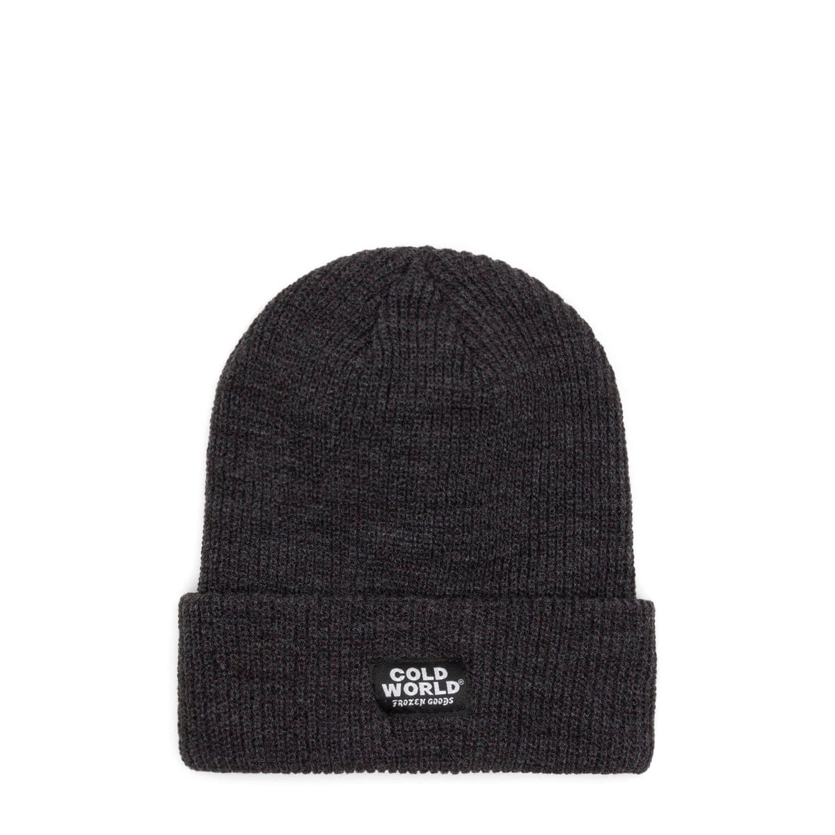 Cold World Frozen Goods Headwear CHARCOAL / O/S WOVEN LABEL BEANIE