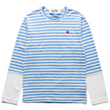 Comme des Garçons Play T-Shirts STRIPED WHITE SLEEVE T-SHIRT