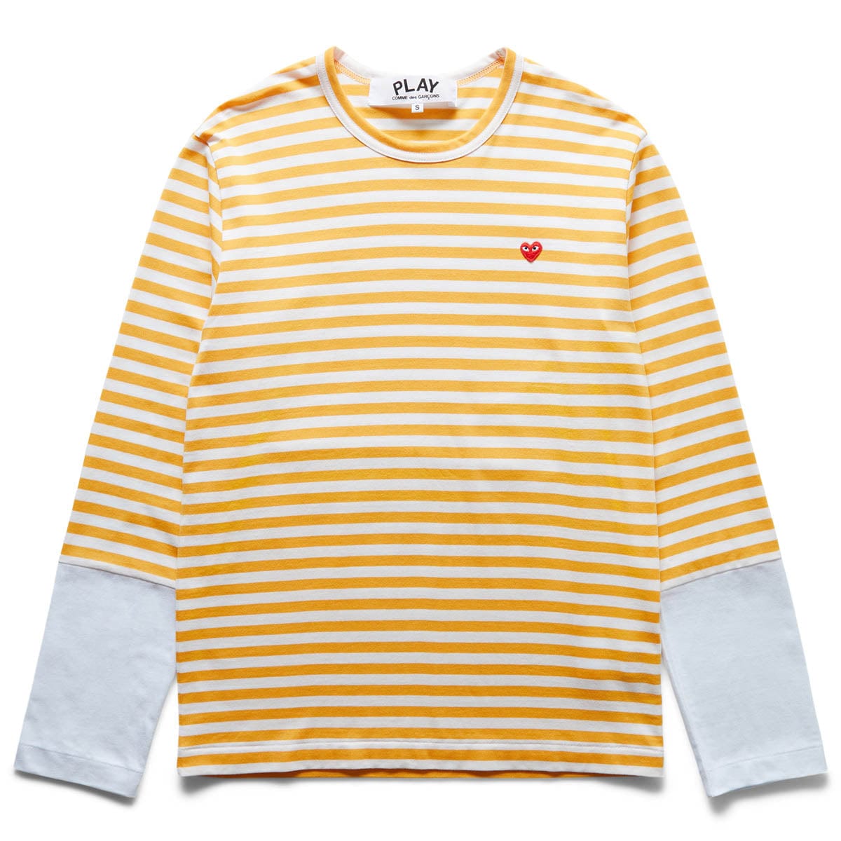 Comme des Garçons Play T-Shirts STRIPED WHITE SLEEVE T-SHIRT