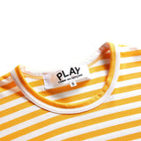 Comme des Garçons Play T-Shirts STRIPED WHITE SLEEVE T-SHIRT