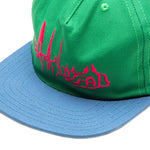 Load image into Gallery viewer, Brain Dead Headwear GREEN / O/S DISTORTED TEXT FIVE PANEL STRAPBACK

