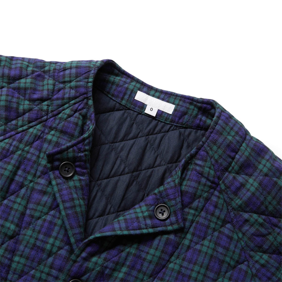 NO COLLAR RAGLAN JACKET BLACKWATCH DIAMOND QUILT | Bodega