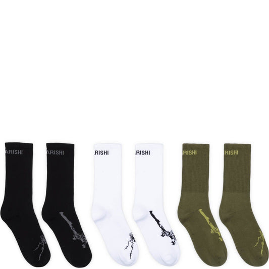 Maharishi Socks BLACK/OLIVE/WHITE / O/S MILTYPE SPORT SOCK 3 PACK